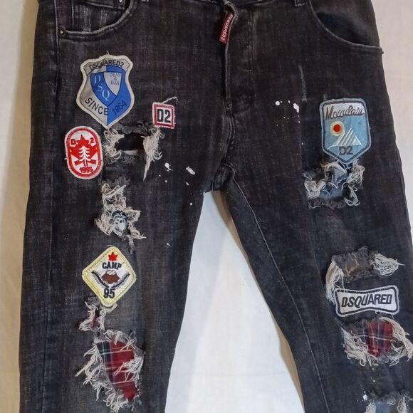 Dsquared2 Kenny Patchwork Made in Italy Black Skinny Jeans - Picture 5 of 13